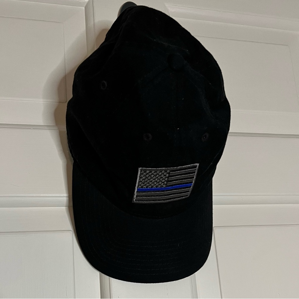 Black baseball hat American flag thin blue line